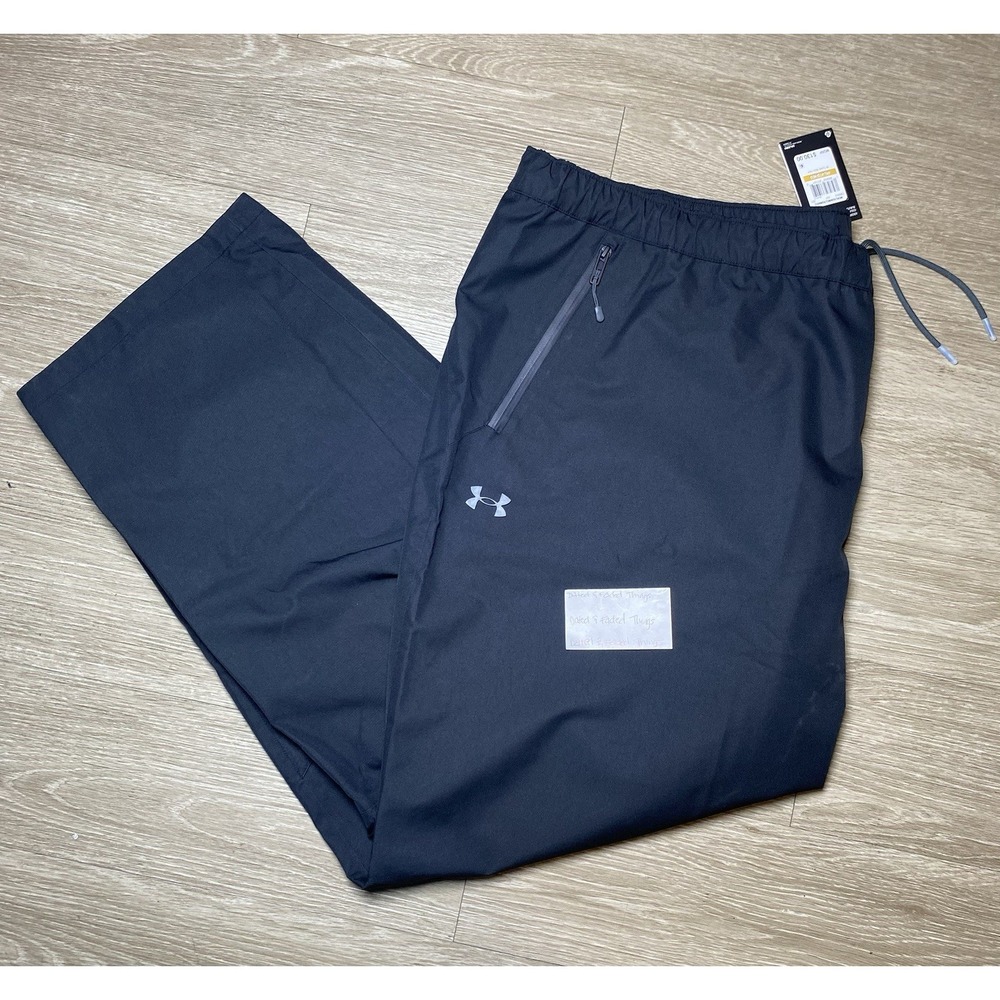 Under Armour Rain Pants Stormproof Lined Men 4XL Black Waterproof 1369255-001 - Picture 1 of 7
